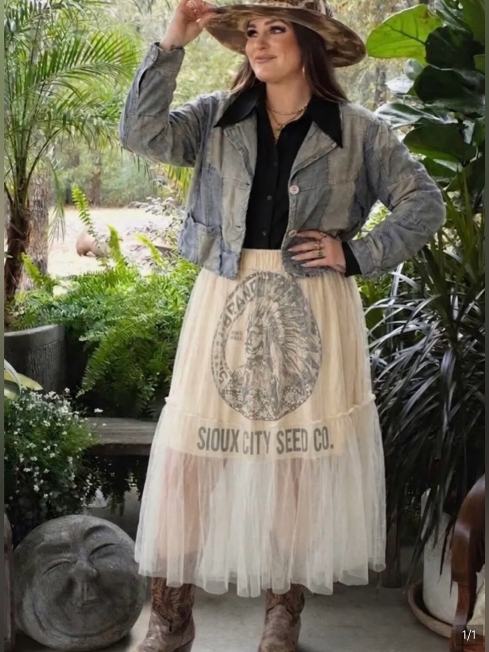 NWT Jaded Gypsy Felling Frilly Tiered Beige Maxi Skirt - Sioux City